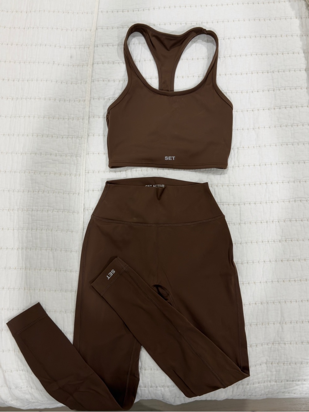 SET Active Brown Athletic Shorts & Crop Sports Set - Picture 3 of 6